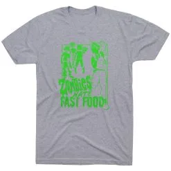 Running Short Sleeve T-Shirt - Zombies Hate Fast Food -goneforarun Sales 2023 tr 46935 GRAY FLAT