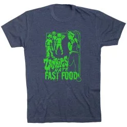 Running Short Sleeve T-Shirt - Zombies Hate Fast Food -goneforarun Sales 2023 tr 46935 NAVY FLAT