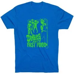 Running Short Sleeve T-Shirt - Zombies Hate Fast Food -goneforarun Sales 2023 tr 46935 ROYAL FLAT