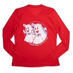 Women's Long Sleeve Tech Tee - Runner Ghouls Don't Give A Sheet -goneforarun Sales 2023 tr 46967 RED MAIN