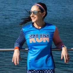 Women's Running Long Sleeve Performance Tee - Patriotic Run -goneforarun Sales 2023 tr 46972 LIFESTYLE 2