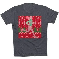 Running Short Sleeve T-Shirt - Christmas Sweater -goneforarun Sales 2023 tr 46979 CHARCOAL FLAT