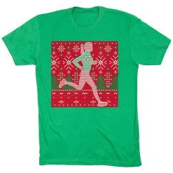 Running Short Sleeve T-Shirt - Christmas Sweater -goneforarun Sales 2023 tr 46979 GREEN FLAT