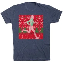 Running Short Sleeve T-Shirt - Christmas Sweater -goneforarun Sales 2023 tr 46979 NAVY FLAT