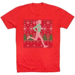 Running Short Sleeve T-Shirt - Christmas Sweater -goneforarun Sales 2023 tr 46979 RED FLAT