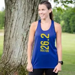 Women's Racerback Performance Tank Top - Boston 26.2 Vertical -goneforarun Sales 2023 tr 47004 ROYAL FEMALE