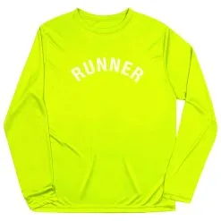 Men's Running Long Sleeve Performance Tee - Runner Arc -goneforarun Sales 2023 tr 47016 SAFETYYELLOW FLAT