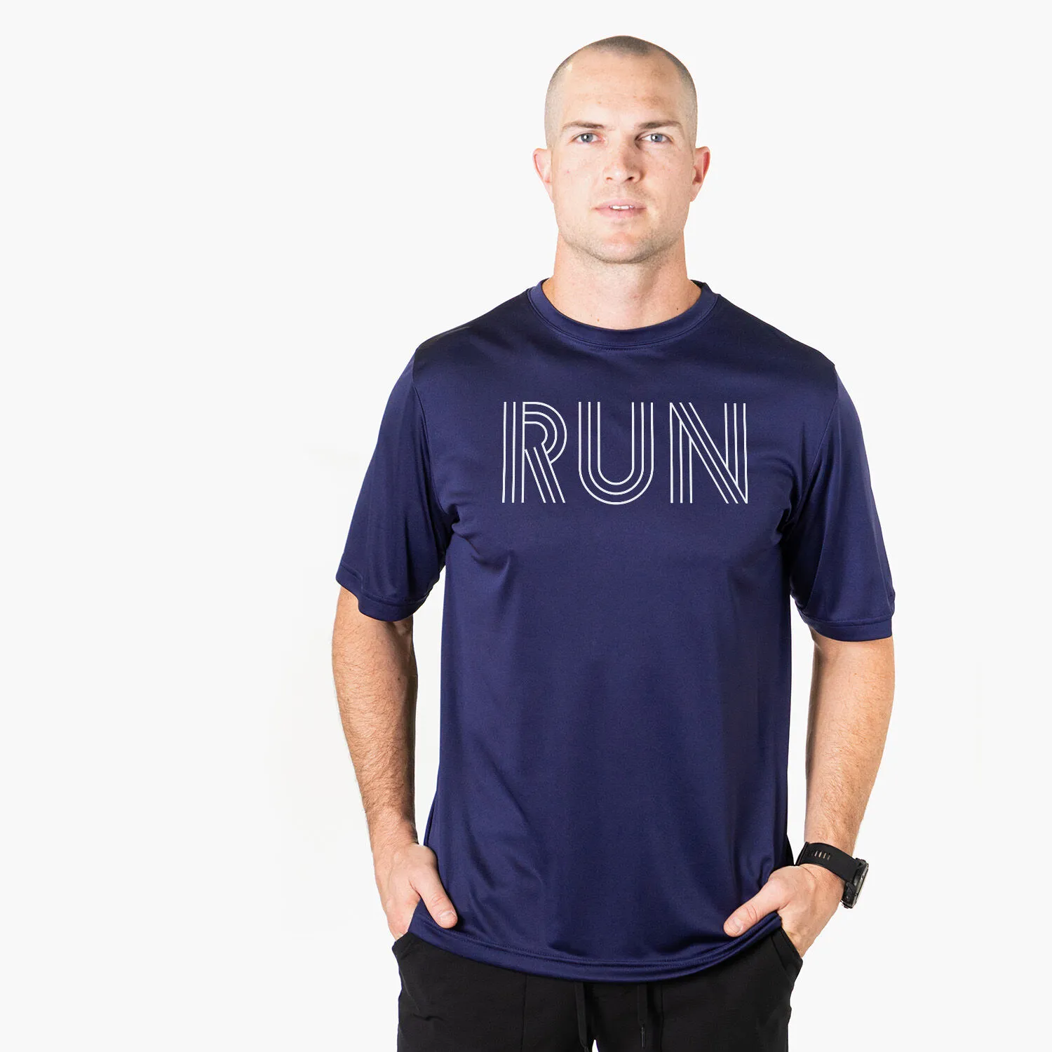 Men's Running Short Sleeve Performance Tee - Run Lines 4 Men's Running Short Sleeve Performance Tee - Run Lines - Image 2