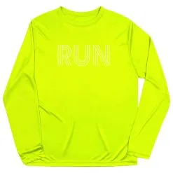 Men's Running Long Sleeve Performance Tee - Run Lines -goneforarun Sales 2023 tr 47022 SAFETYYELLOW FLAT
