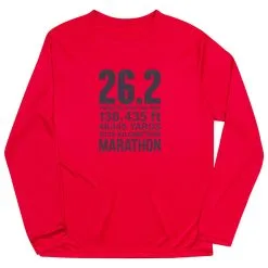 Men's Running Long Sleeve Performance Tee - 26.2 Math Miles -goneforarun Sales 2023 tr 47029 RED FLAT