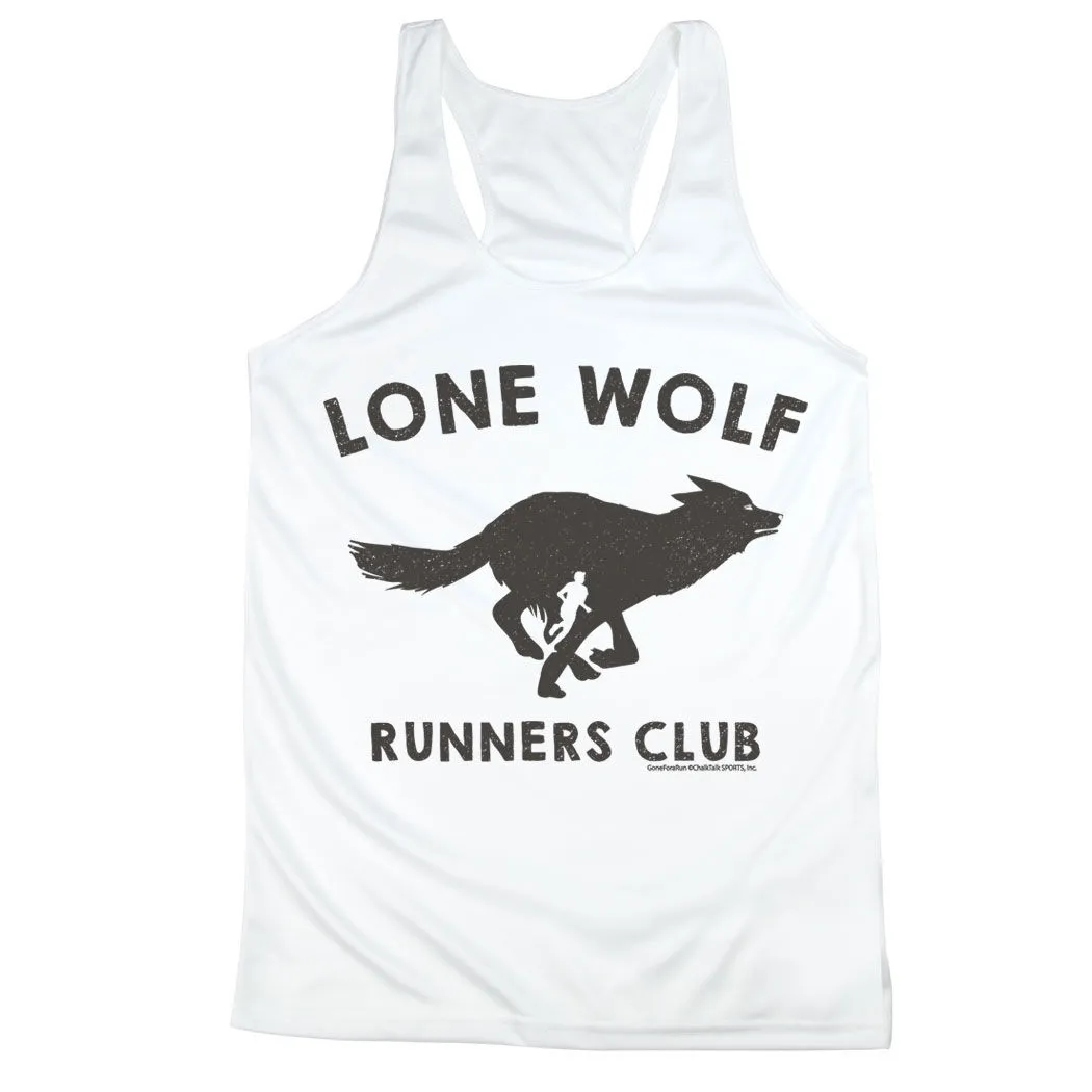 Women's Racerback Performance Tank Top - Lone Wolf Runners Club 3 Women's Racerback Performance Tank Top - Lone Wolf Runners Club