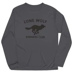 Men's Running Long Sleeve Performance Tee - Lone Wolf Runners Club -goneforarun Sales 2023 tr 47035 GRAPHITE FLAT