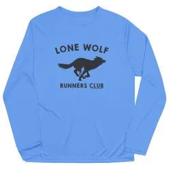 Men's Running Long Sleeve Performance Tee - Lone Wolf Runners Club -goneforarun Sales 2023 tr 47035 LIGHTBLUE FLAT