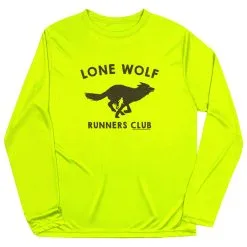Men's Running Long Sleeve Performance Tee - Lone Wolf Runners Club -goneforarun Sales 2023 tr 47035 SAFETYYELLOW FLAT