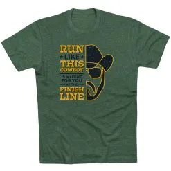 Running Short Sleeve T-Shirt - Finish Line Cowboy -goneforarun Sales 2023 tr 47259 FORESTGREEN FLAT