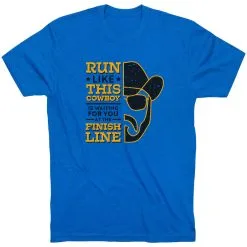 Running Short Sleeve T-Shirt - Finish Line Cowboy -goneforarun Sales 2023 tr 47259 ROYAL FLAT
