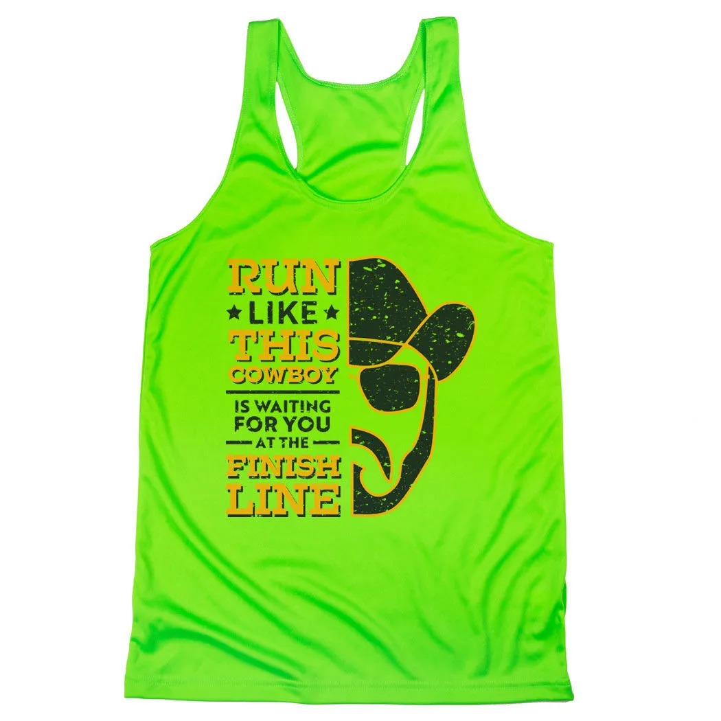 Women's Racerback Performance Tank Top - Finish Line Cowboy 7 Women's Racerback Performance Tank Top - Finish Line Cowboy - Image 5