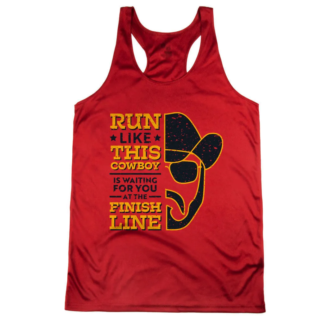 Women's Racerback Performance Tank Top - Finish Line Cowboy 9 Women's Racerback Performance Tank Top - Finish Line Cowboy - Image 7