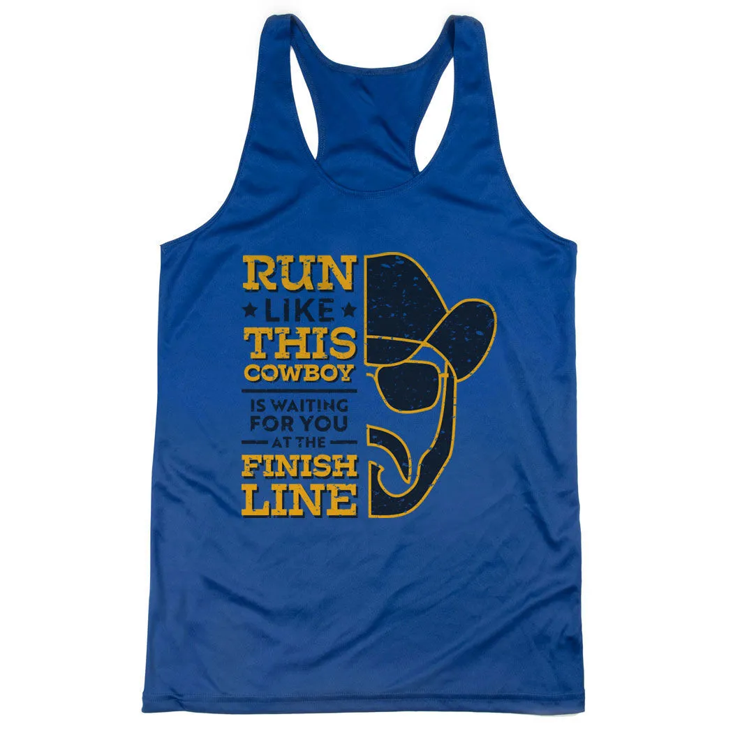Women's Racerback Performance Tank Top - Finish Line Cowboy 10 Women's Racerback Performance Tank Top - Finish Line Cowboy - Image 8