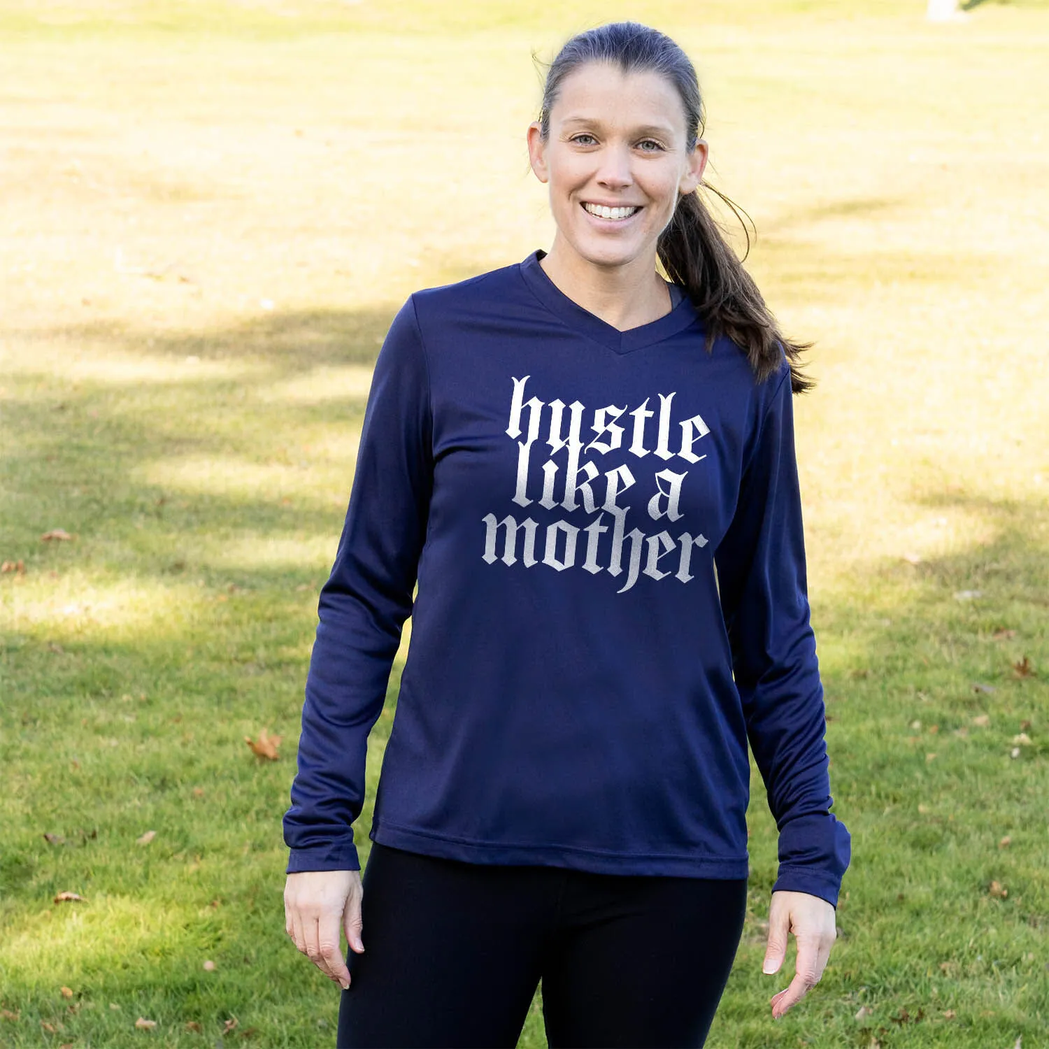 Women's Long Sleeve Tech Tee - Hustle Like A Mother 6 Women's Long Sleeve Tech Tee - Hustle Like A Mother - Image 4