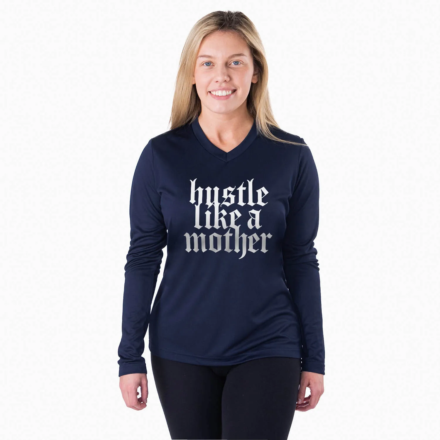 Women's Long Sleeve Tech Tee - Hustle Like A Mother 4 Women's Long Sleeve Tech Tee - Hustle Like A Mother - Image 2