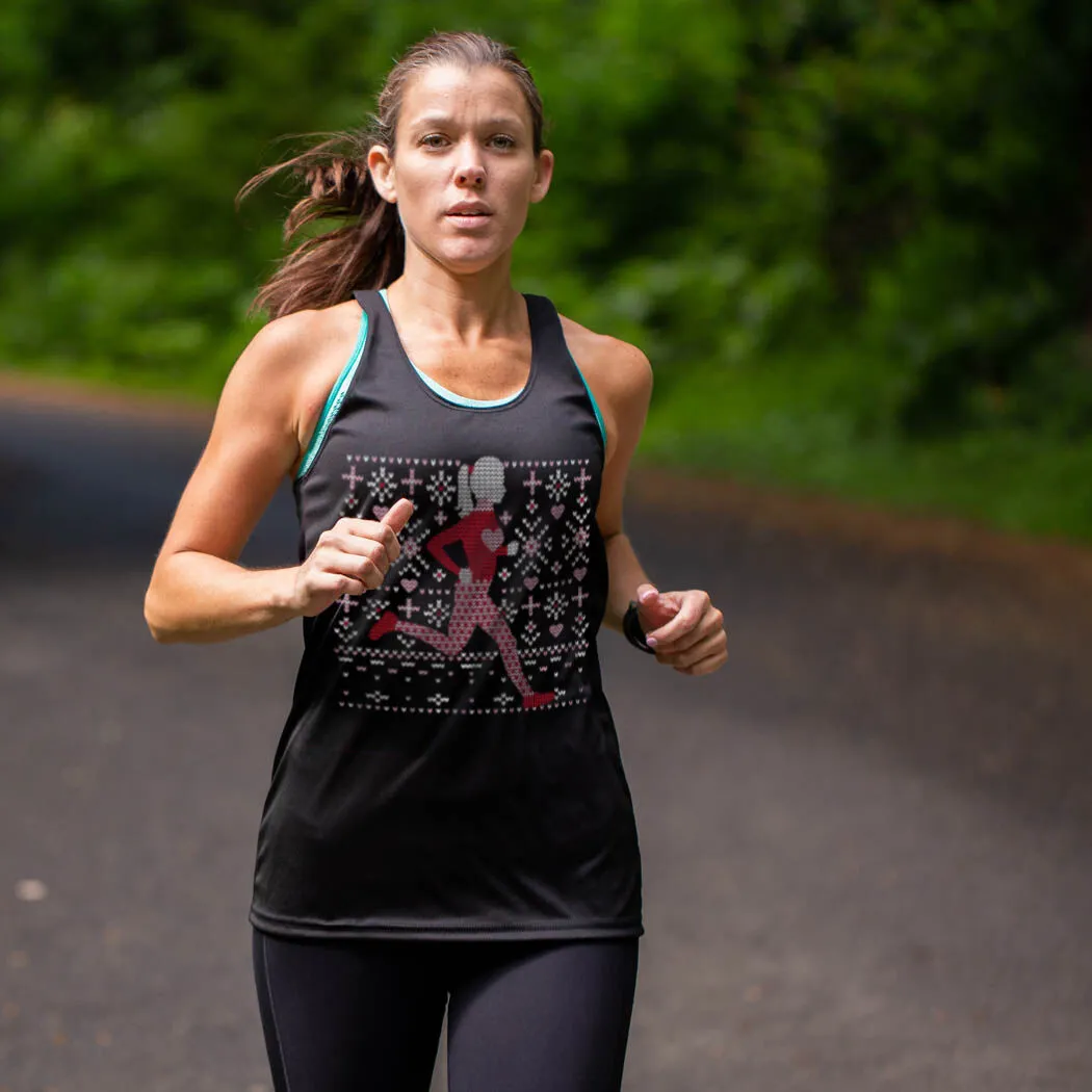 Women's Racerback Performance Tank Top - Heart Sweater Run 6 Women's Racerback Performance Tank Top - Heart Sweater Run - Image 4