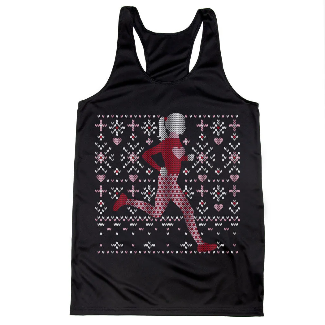 Women's Racerback Performance Tank Top - Heart Sweater Run 3 Women's Racerback Performance Tank Top - Heart Sweater Run