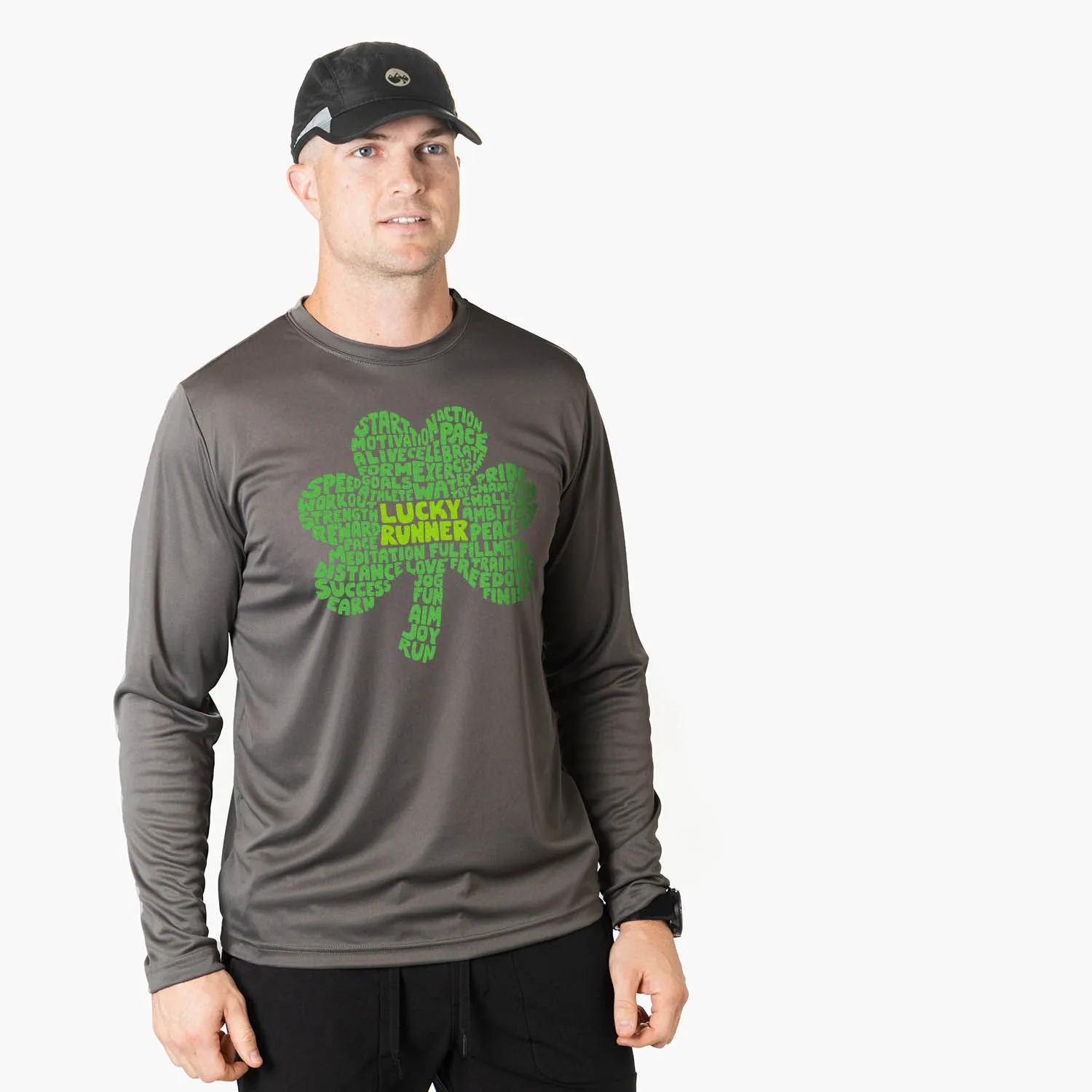 Men's Running Long Sleeve Performance Tee - Lucky Runner 4 Men's Running Long Sleeve Performance Tee - Lucky Runner - Image 2