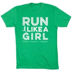 Running Short Sleeve T-Shirt - Run Like A Girl® Road -goneforarun Sales 2023 tr 47402 GREEN FLAT