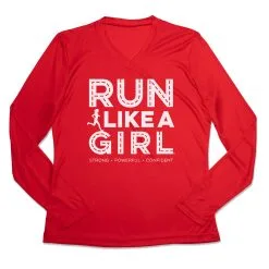 Women's Long Sleeve Tech Tee - Run Like A Girl® Road -goneforarun Sales 2023 tr 47407 RED MAIN