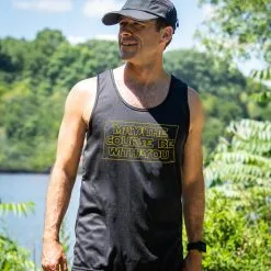 Men's Running Performance Tank Top - May The Course Be With You -goneforarun Sales 2023 tr 47493 BLACK LIFESTYLE