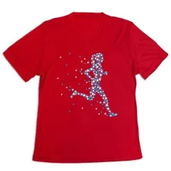 Women's Short Sleeve Tech Tee - Patriotic Runner Girl -goneforarun Sales 2023 tr 47526 RED MAIN