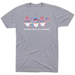 Running Short Sleeve T-Shirt - Runnin' With My Patriotic Gnomies -goneforarun Sales 2023 tr 47552 GRAY MAIN