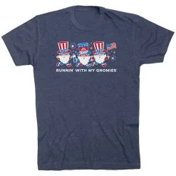Running Short Sleeve T-Shirt - Runnin' With My Patriotic Gnomies