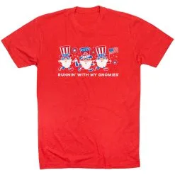 Running Short Sleeve T-Shirt - Runnin' With My Patriotic Gnomies -goneforarun Sales 2023 tr 47552 RED FLAT