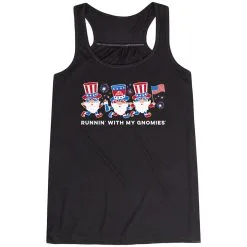 Flowy Racerback Tank Top - Runnin' With My Patriotic Gnomies -goneforarun Sales 2023 tr 47553 BLACK MAIN