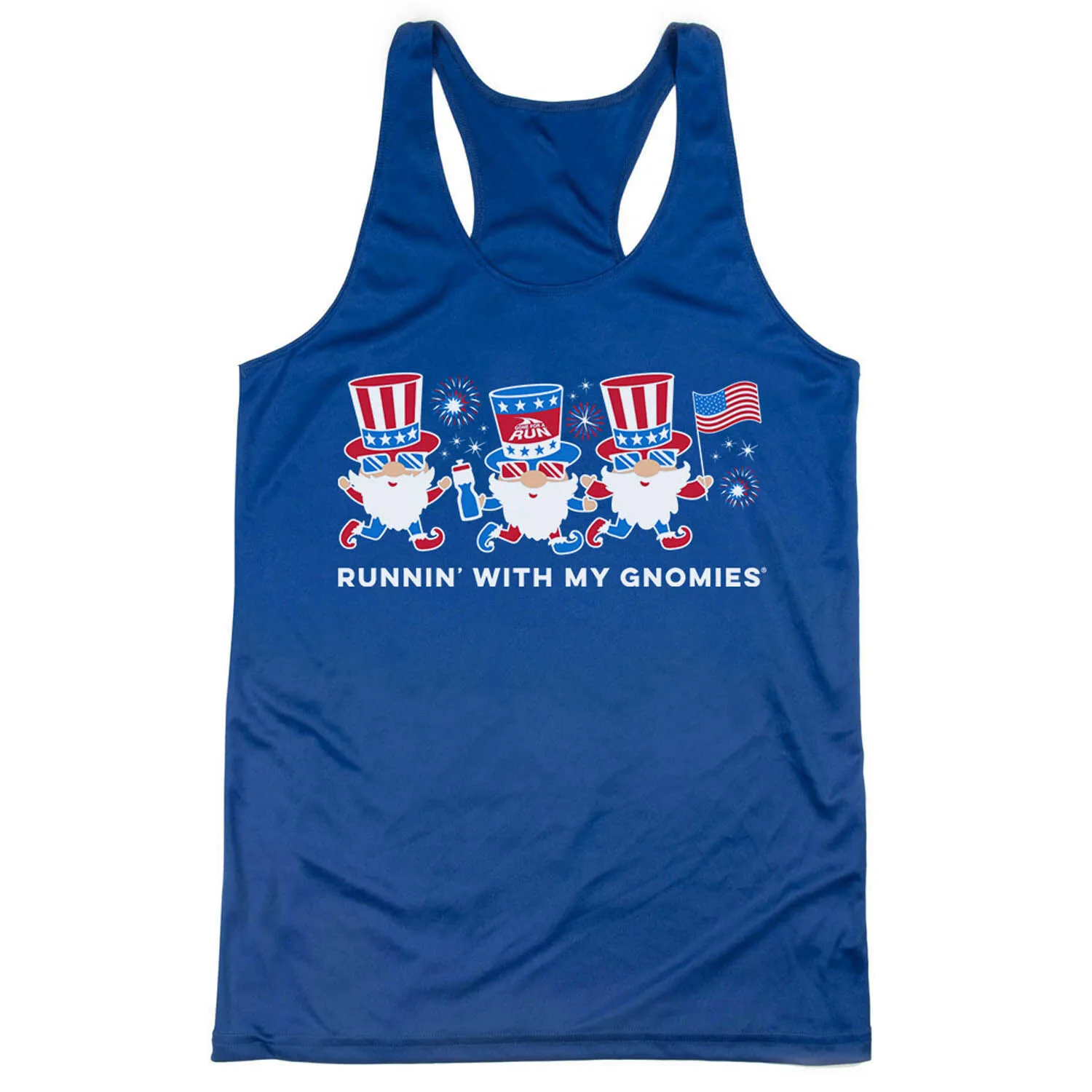 Women's Racerback Performance Tank Top - Runnin' With My Patriotic Gnomies 3 Women's Racerback Performance Tank Top - Runnin' With My Patriotic Gnomies