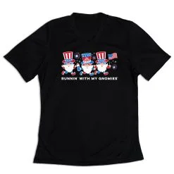 Women's Short Sleeve Tech Tee - Runnin' With My Patriotic Gnomies -goneforarun Sales 2023 tr 47556 BLACK MAIN