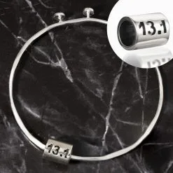 Sterling Silver Adjustable Bangle Bracelet - 13.1 Half Marathon