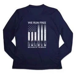 Women's Long Sleeve Tech Tee - Because Of The Brave 14 Women's Long Sleeve Tech Tee - Because Of The Brave -goneforarun Sales 2023 tr 47593 NAVY MAIN