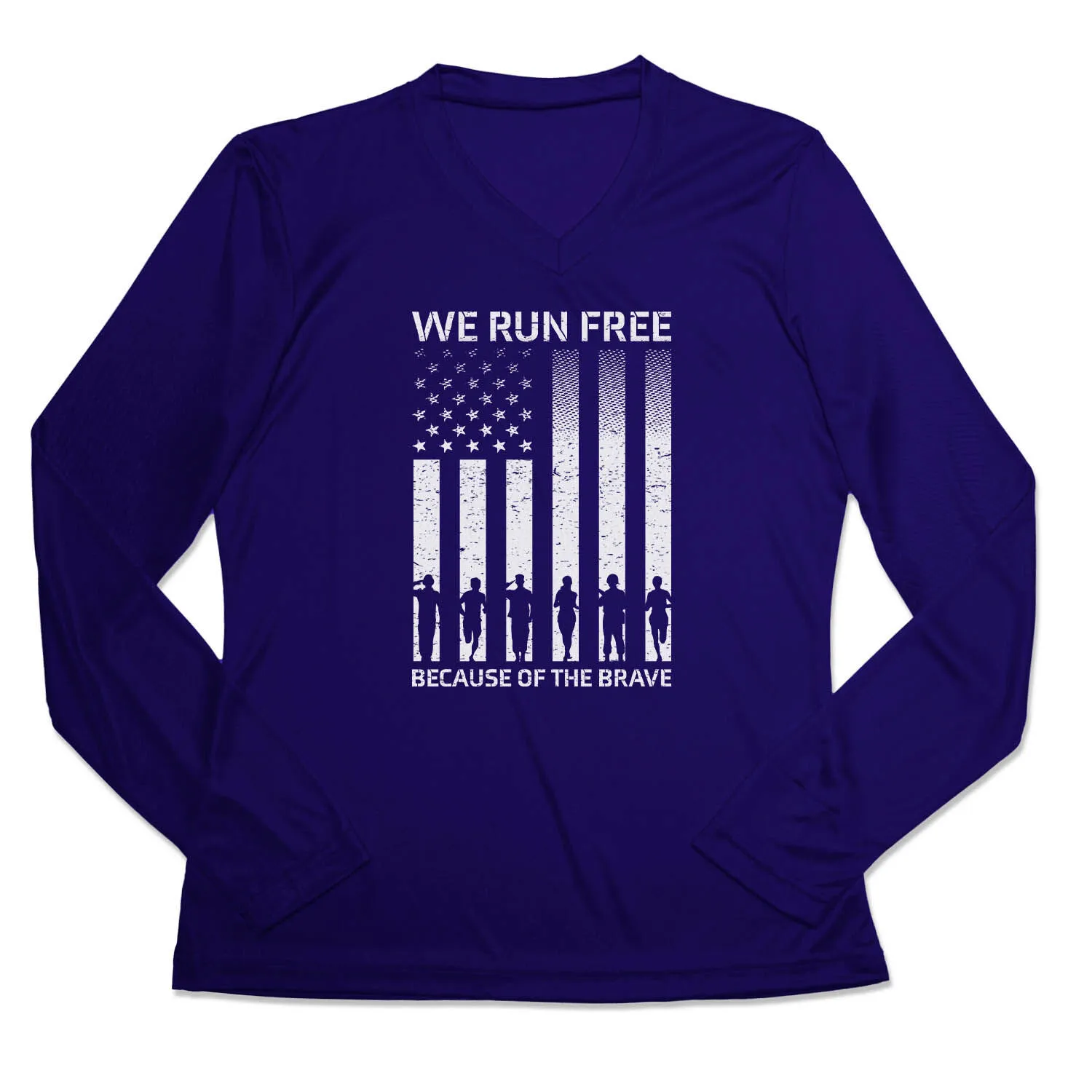 Women's Long Sleeve Tech Tee - Because Of The Brave 3 Women's Long Sleeve Tech Tee - Because Of The Brave