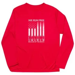 Men's Running Long Sleeve Performance Tee - Because Of The Brave -goneforarun Sales 2023 tr 47597 RED FLAT