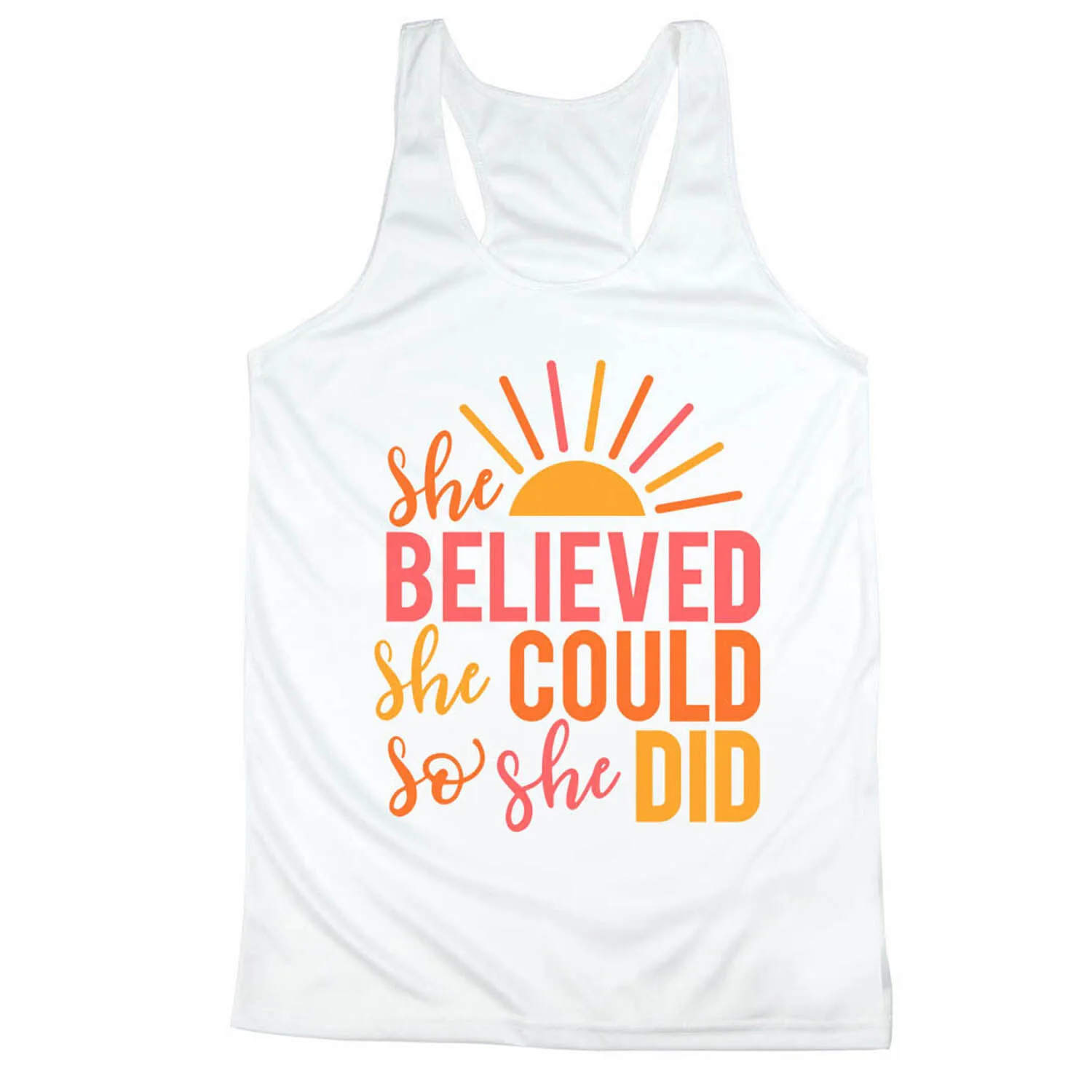 Women's Racerback Performance Tank Top - She Believed 3 Women's Racerback Performance Tank Top - She Believed